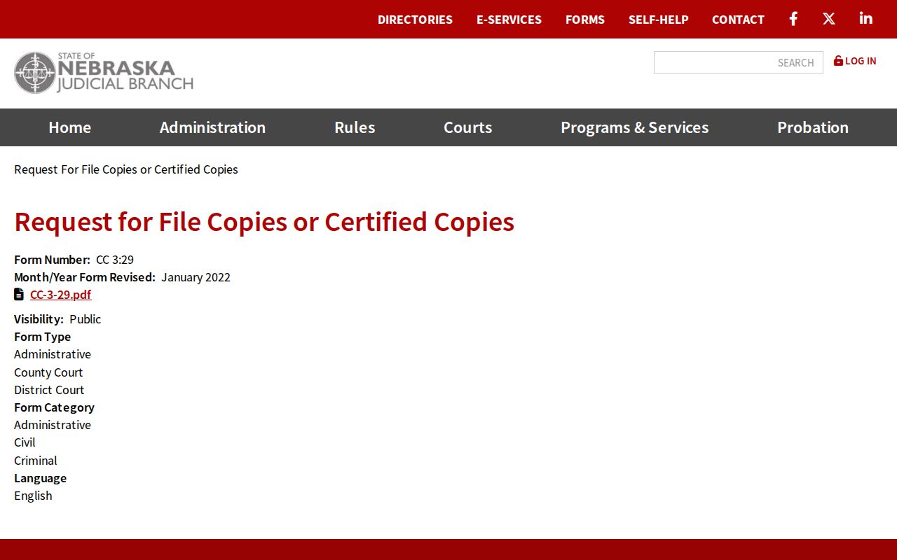 Keya Paha County civil docket official copy request form reference
