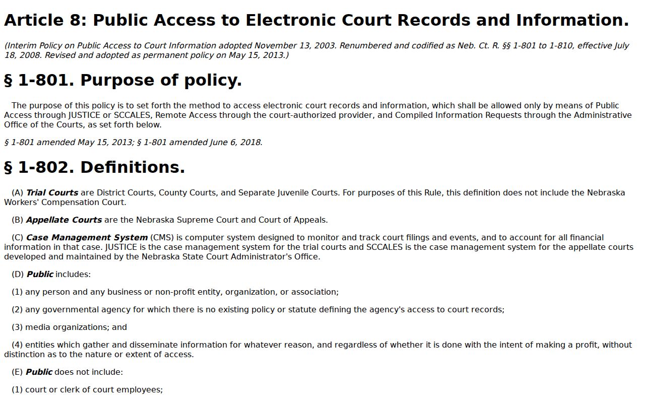 Keya Paha County court records public electronic access rules
