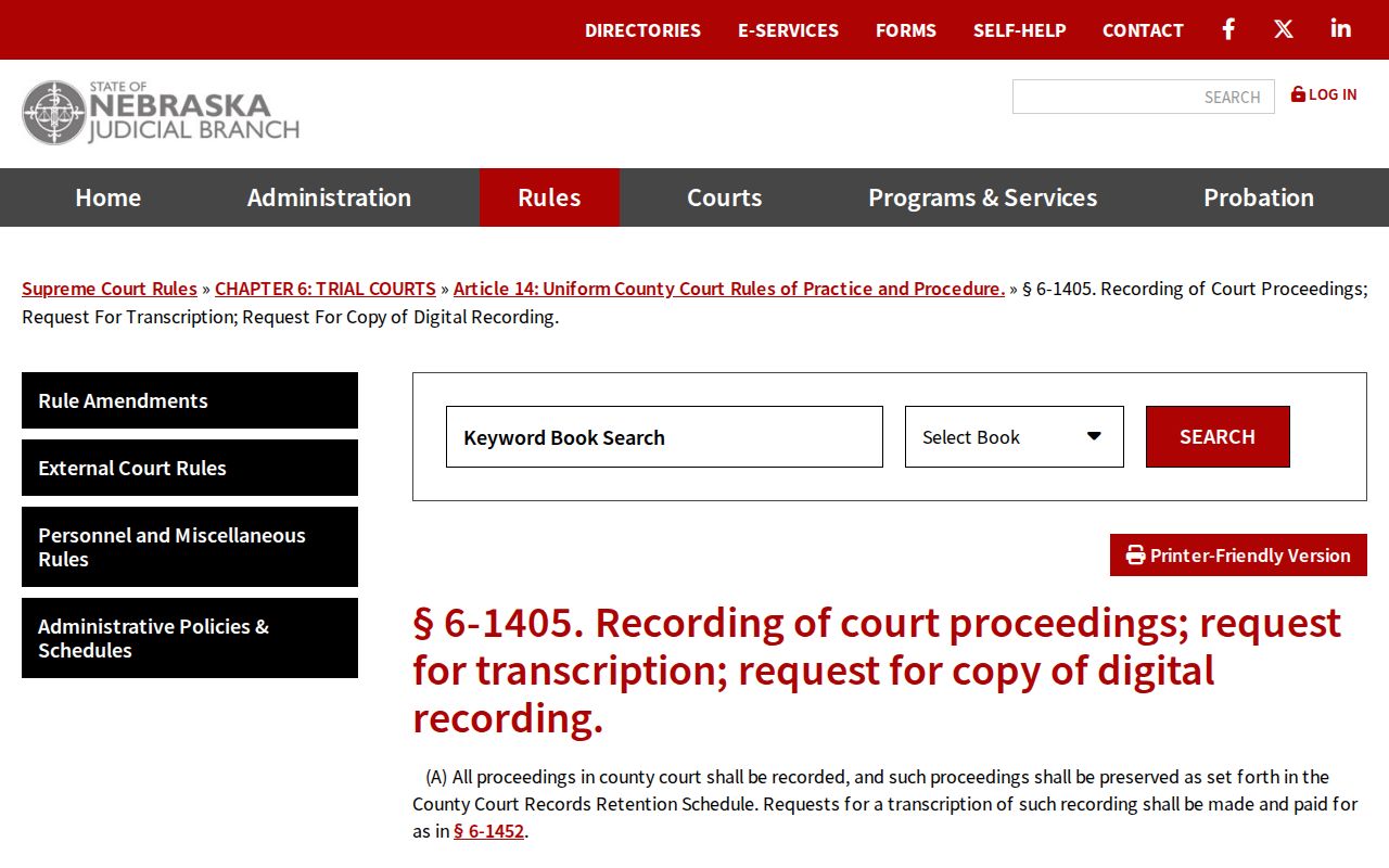 Keya Paha County court records hearing audio request rule