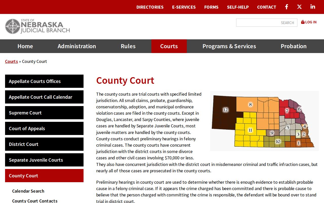 Keya Paha County criminal docket County Court jurisdiction reference