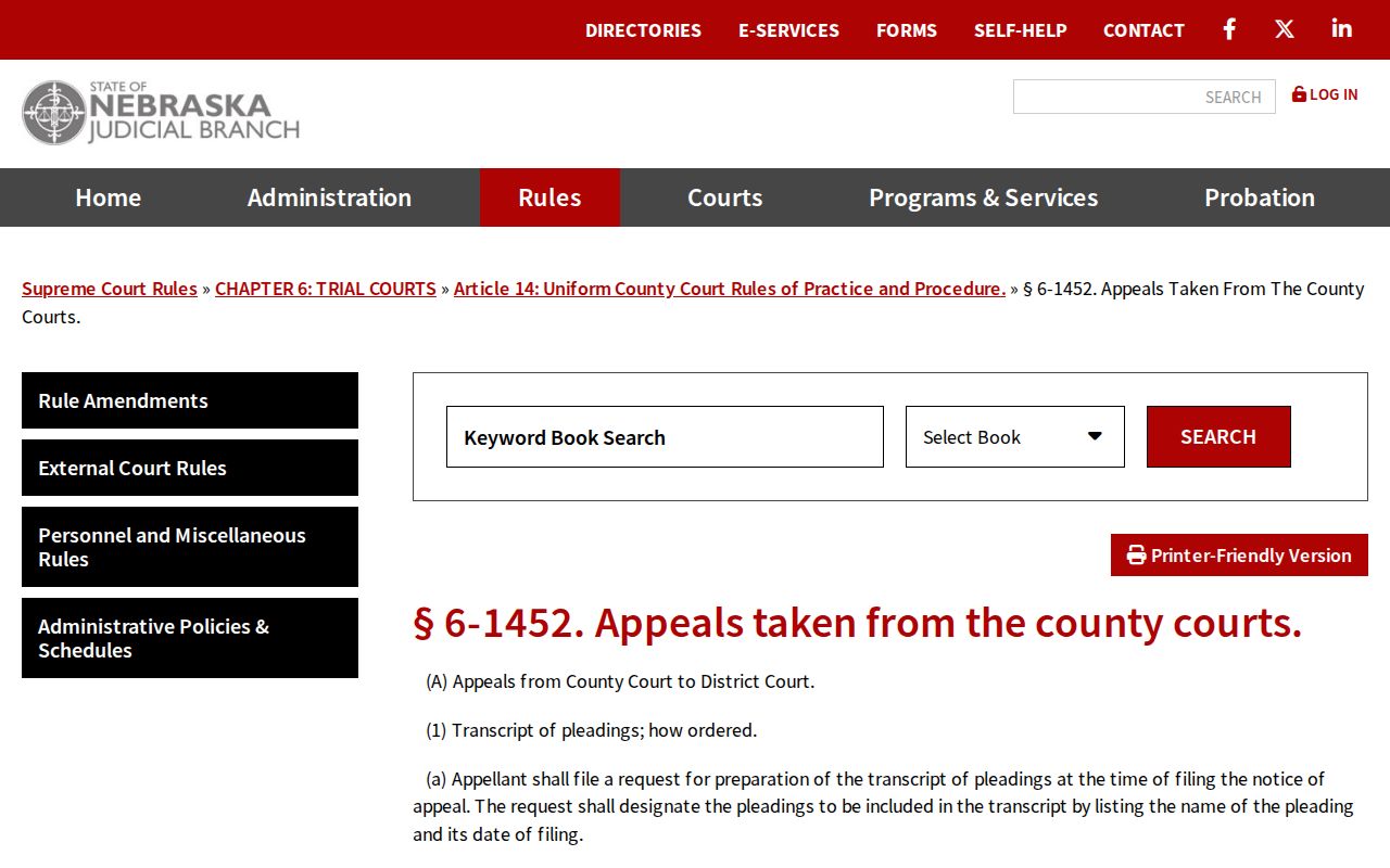 Keya Paha County traffic court records County Court appeal rule